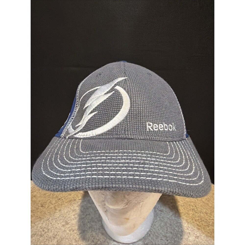 Tampa Bay Lightning Authentic Reebok NHL Hockey Hat Flex Fit L/XL Blue/Graye - Picture 1 of 7